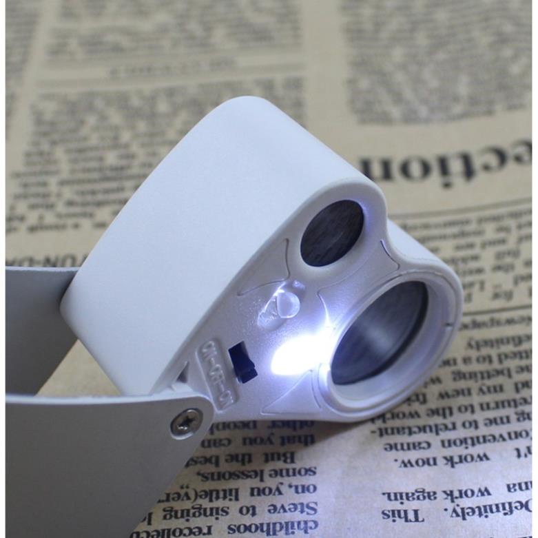 Kính lúp cầm tay phóng đại 30x-60x có đèn led tím và trắng chuyên soi tem V2