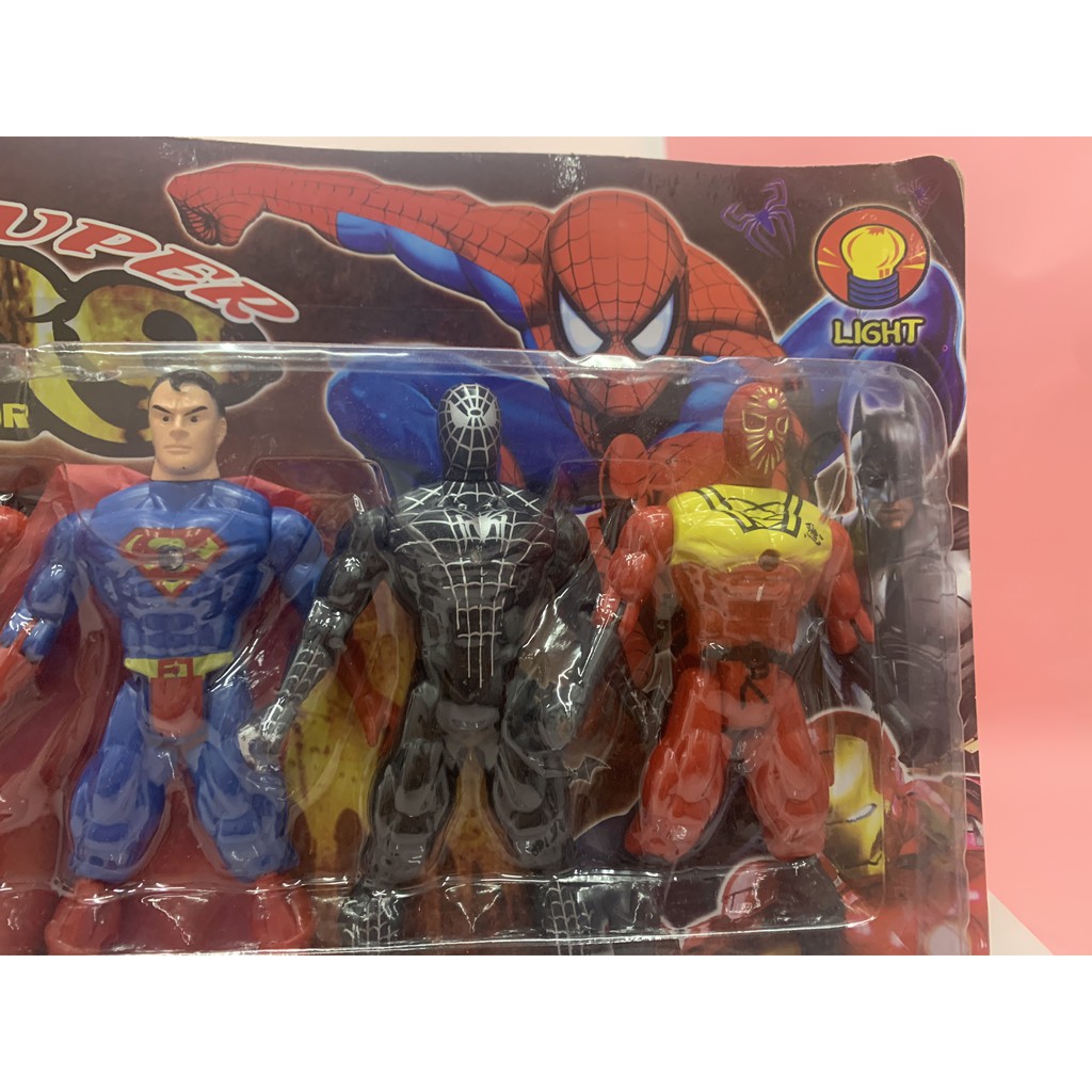Đồ chơi mô hình ,vỉ siêu anh hùng 7 nhân vật làm bằng nhựa dẻo bền đẹp thích họp cho các bé từ 3+
