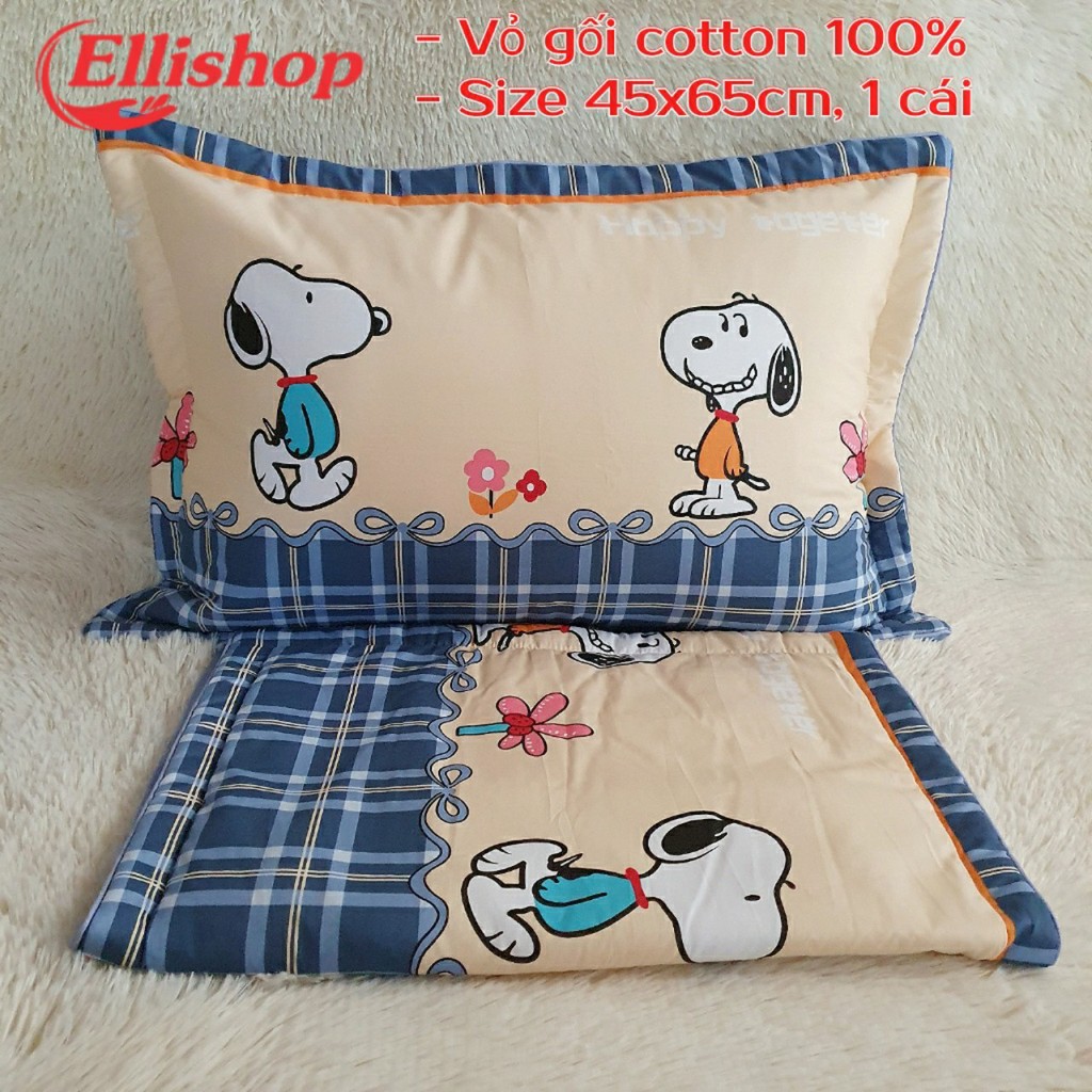 Vỏ gối cotton 100% - 1 cái 45x65cm, áo gối khóa kéo, có lót bông mềm