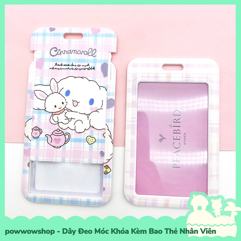 [Sẵn VN - Hỏa Tốc] Dây Đeo Thẻ, Bao Thẻ Nhân Viên Kèm Móc Khóa Mẫu Sanrio Pastel Purin, Cinnamoroll, Hello Kitty