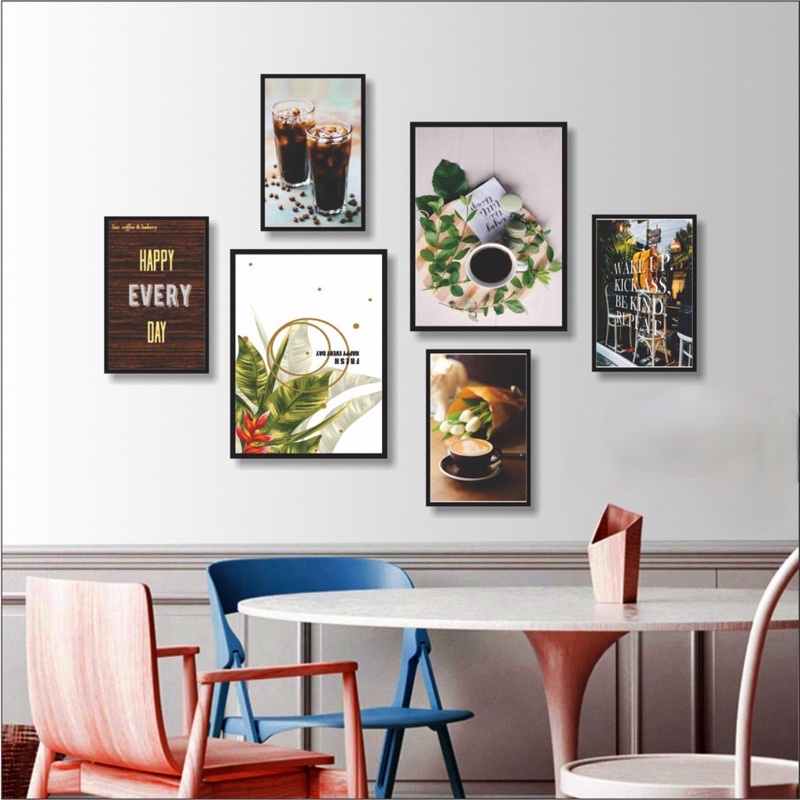 16 bộ Tranh Cà phê,tranhdecor có đinh treo , tranh cafe kích thước lớn