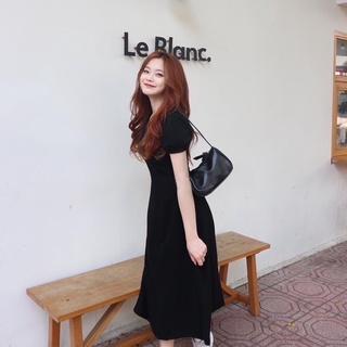 Đầm đen xoắn cổ form dài (kèm hình thật)