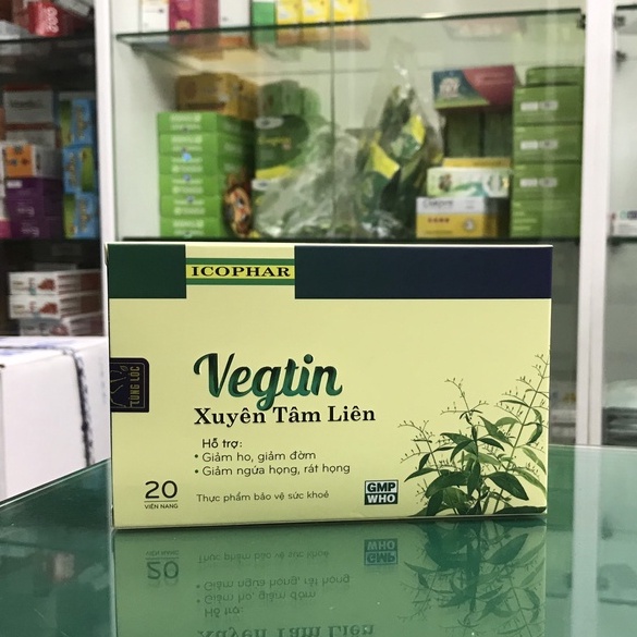 Vegtin Xuyên Tâm Liên - Hỗ trợ giảm ho, giảm ngứa họng, viêm họng (20 viên)