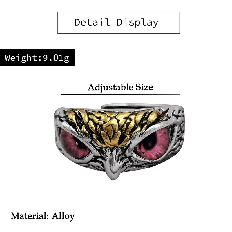 Nhẫn Hở Hình Cú Mắt Quỷ Thời Trang Punk Cổ Điển Có Thể Điều Chỉnh Cho Cặp Đôi