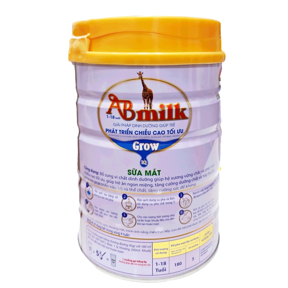 Sữa Mát ABMILK GROW IQ ĐK Giúp Phát Triển Trí Não, Tăng Trưởng Chiều Cao- Hộp 900g ( Từ 1 - 18 tuổi )