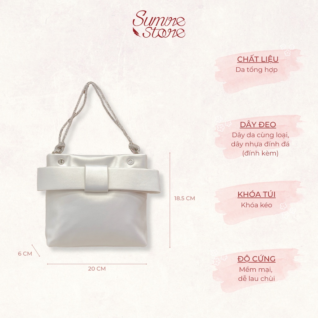 Sumire Store Túi xách nơ vuông trắng