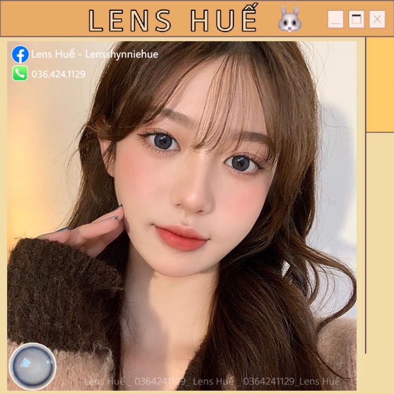 ✨ Lens Gray - Kính áp tròng size S - tây nhẹ pha xanh - Lens Huế