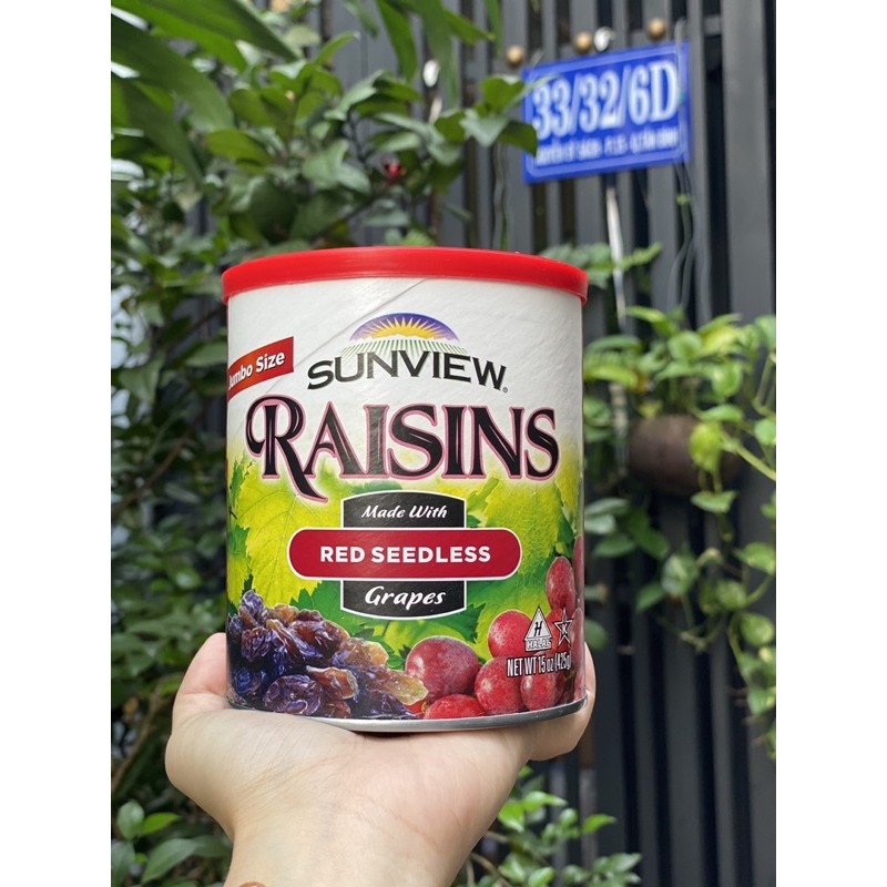 Nho Khô Mỹ Red seedless Sunview Raisins 425g ( NHO ĐỎ)