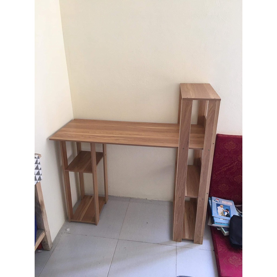 [FREE SHIP] BÀN LÀM VIỆC KÊ LỬNG, BÀN HỌC CHÂN SẮT SƠN TĨNH ĐIỆN MẶT GỖ MDF DỄ THÁO LẮP