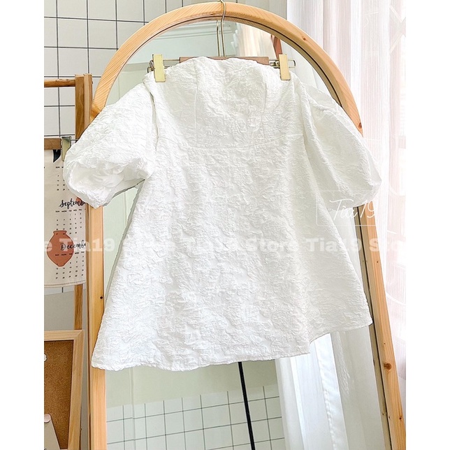 Váy gấm trễ vai tay bồng Tia19. Đầm bẹt vai tay bồng