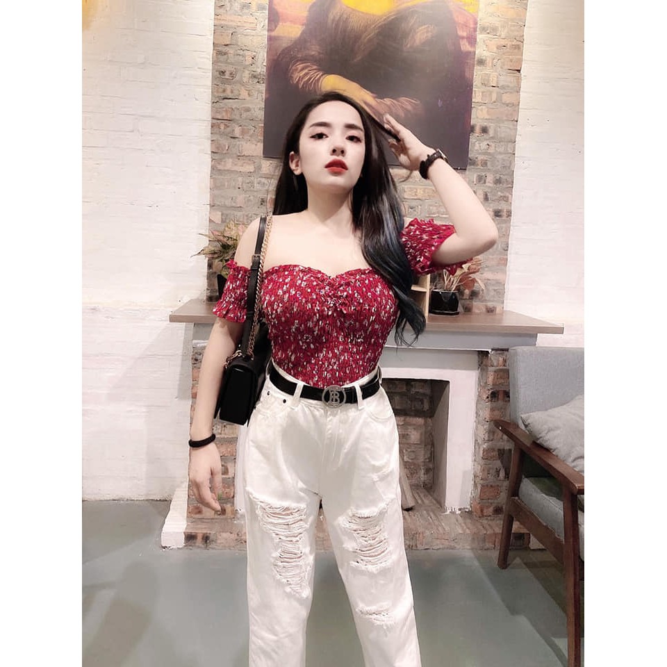 ÁO TRỄ VAI CROPTOP HOA NHÍ 0336 | BigBuy360 - bigbuy360.vn