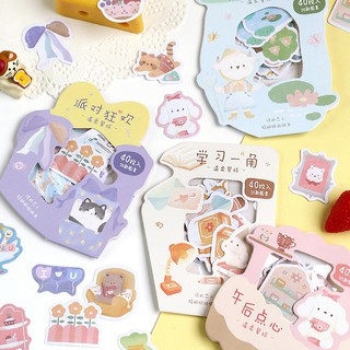 Set 40 Sticker Trang Trí Hình Động Vật Dễ Thương Winzige