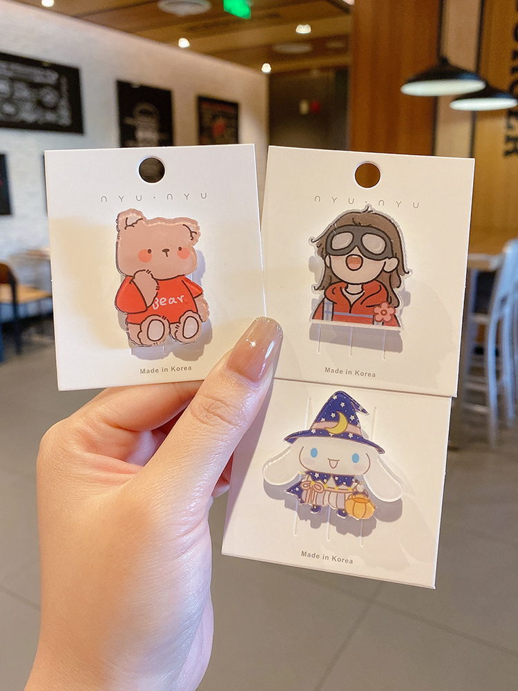 Ghim cài hình nhân vật hoạt hình dễ thương phong cách Hàn Quốc trang trí túi xách cho trẻ