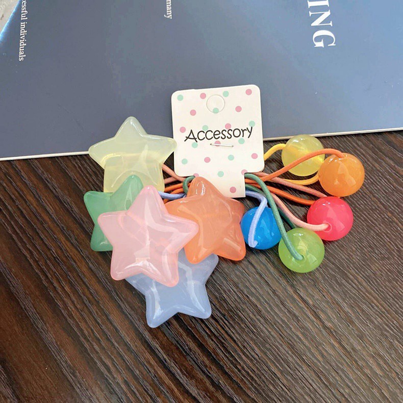 Set 5 Dây Cột Tóc Co Giãn Nhiều Màu Sắc Cho Bé Gái