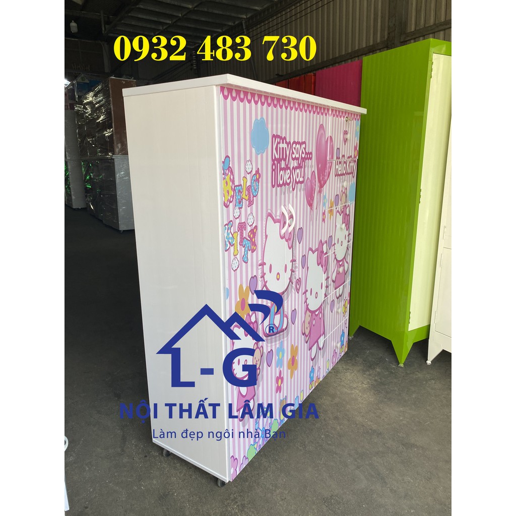 Tủ quần áo nhựa đài loan cho bé siêu đẹp - mèo kitty 3d -cao 1m25 ngang 1m06 sâu 42 | BigBuy360 - bigbuy360.vn