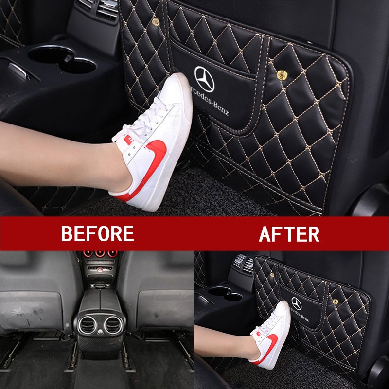 Tấm da bảo vệ lưng ghế xe hơi chống va đập cao cấp cho Mercedes Benz Amg E200 W210 W203 W124 W204 W211 W123 W205 W212