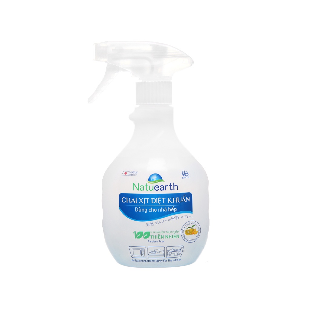 Chai Xịt Diệt Khuẩn Dùng Cho Nhà Bếp Natuearth 410ml Chiết Xuất 100% Từ Thực Vật Thiên Nhiên Khử Khuẩn Chất Lượng Nhật