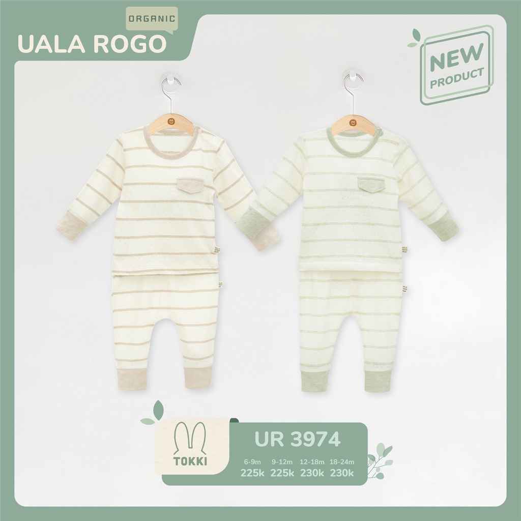 Bộ dài tay thu đông mỏng dài tay Ualarogo 6 tháng - 2 tuổi cotton organic thấm hút thoáng 3974