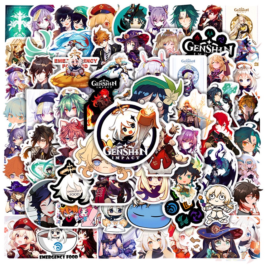Bộ 100 Cái/Bộ ☆ Miếng Dán Hình Genshin Impact Series Độc Đáo ☆ Sticker Dán Tường Chống Thấm Nước Thời Trang
