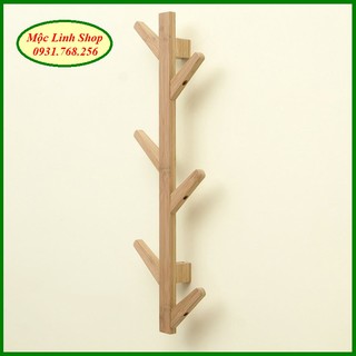 Móc treo đồ gắn tường gỗ hình cây 6 tay 79x25cm (Cao x ngang)