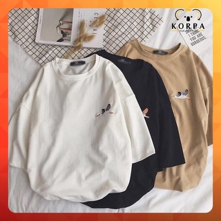 Áo thun tay lỡ form rộng thêu hình con hạc - Unisex nam nữ đều mặc được