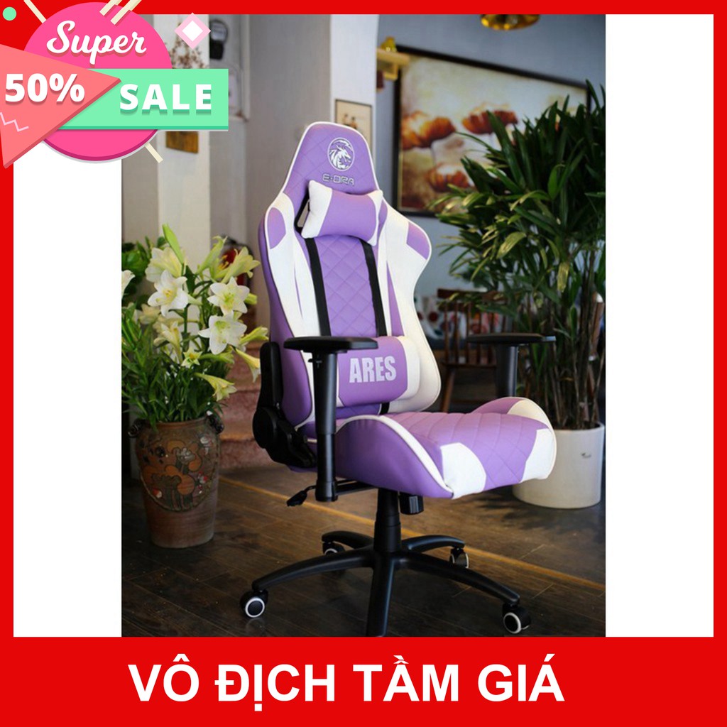 Ghế xoay Gaming E-DRA Ares EGC 207 Phiên bản màu tím - Chất liệu: Da PU cao cấp dễ dàng vệ sinh - Bảo hành 1 năm