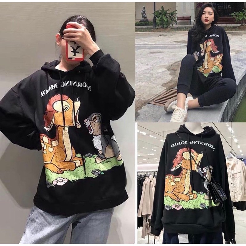 Áo nỉ hoodie nữ - Áo nỉ bông dáng rộng | BigBuy360 - bigbuy360.vn