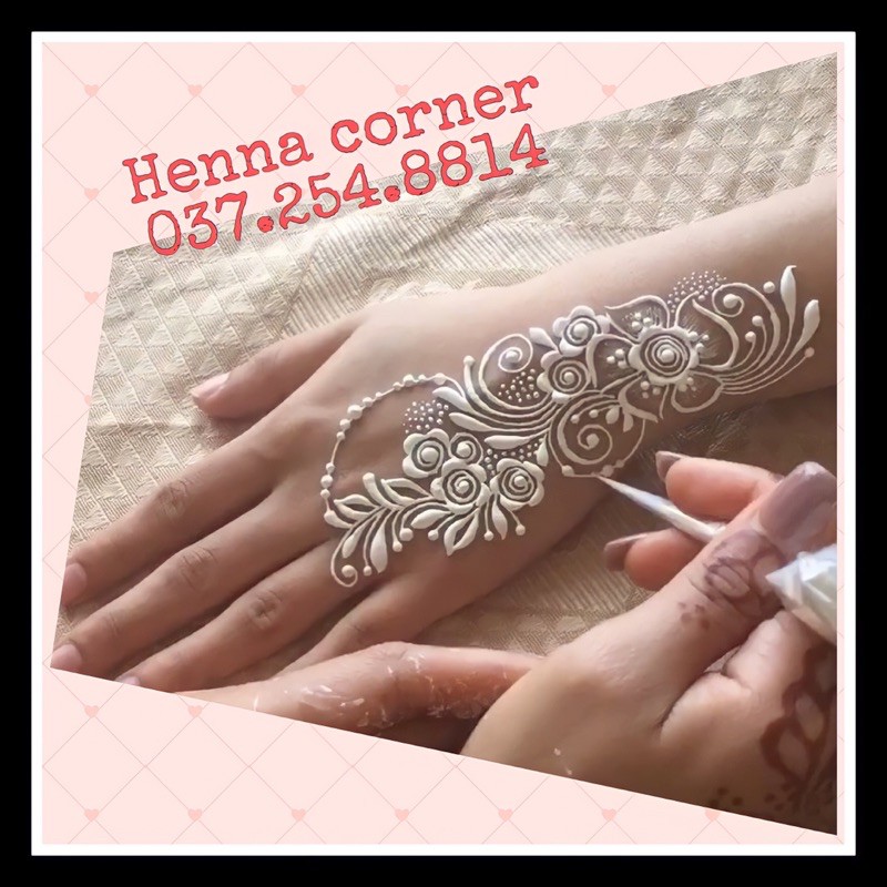 WHITE HENNA GOLECHA TRẮNG - MỰC TRANG TRÍ CƠ THỂ - LƯU MÀU 2-3h (Tặng khuôn vẽ ngẫu nhiên)