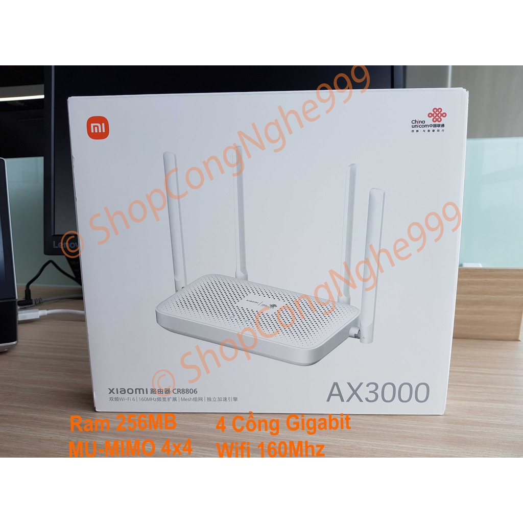 Bộ phát wifi router wifi Xiaomi AX3000 CR8808 CR8806 CR6608 160Mhz chuẩn WIFI 6 AX300 Mesh Lan Gigabit  4 anten