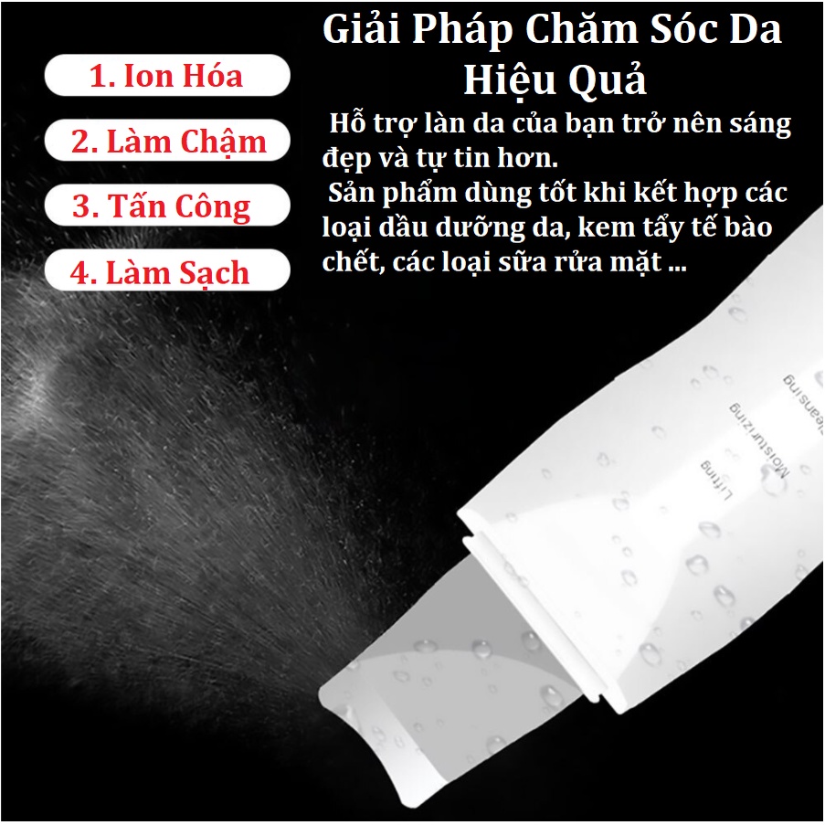 Máy Cà Da, Máy Sủi Da Công Nghệ Mới, Làm Sach Sâu Lỗ Chân Lông Băng Công Nghệ Rung Siêu Âm - Bảo Hành 12 Tháng