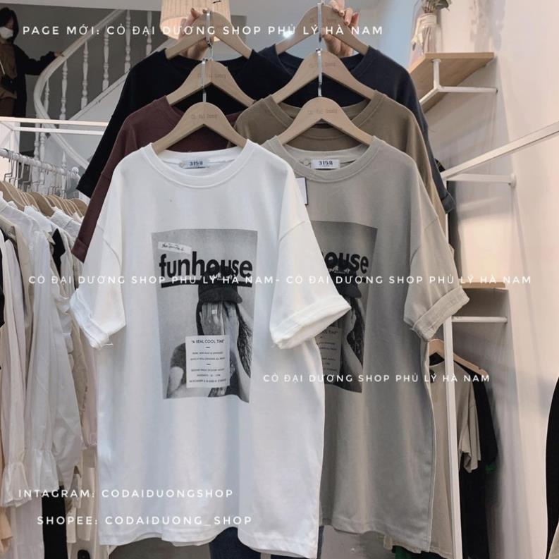 Áo Thun Tay Lỡ 3158- Áo Phông Cotton Nam Nữ Unisex - Oversize Form Rộng Phong Cách Ulzzang  Hình Cô Gái Funhouse