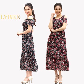 Váy trung niên LYBEE chất voan tơ Mã 583