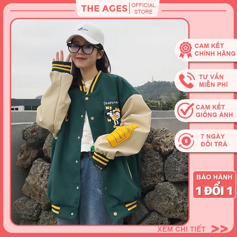 Áo khoác bomber nữ chất nỉ bông My Life In Hình Cừu [THE AGES], áo khoác nỉ bomber unisex ulzzang hà