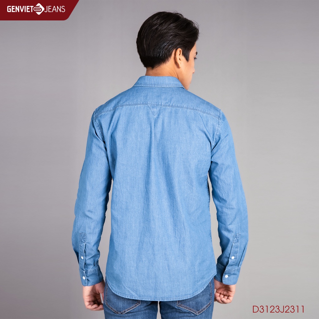 [Mã FATOP12 giảm 30K đơn 150K] Áo Sơ Mi Jeans Nam GENVIET Chất Bò Mềm Cao Cấp D3123J2311