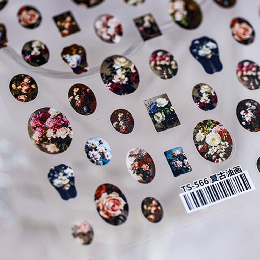 [Hàng mới về] Sticker dán trang trí móng tay họa tiết tranh sơn dầu 5D nghệ thuật