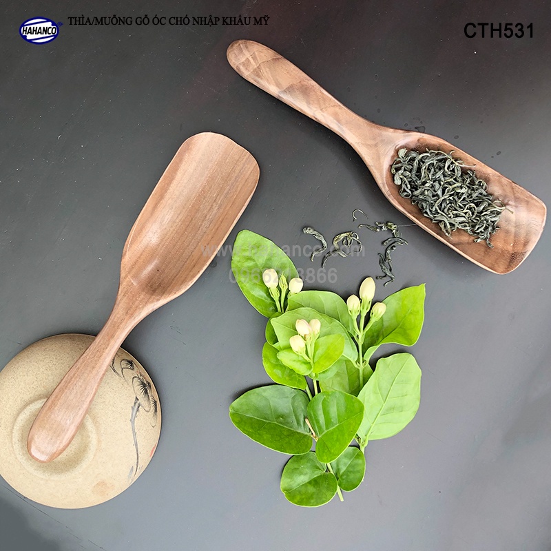Thìa/Muỗng xúc trà gỗ óc Chó (15cm) cafe, xúc gia vị, ăn uống sạch, decor - CTH531
