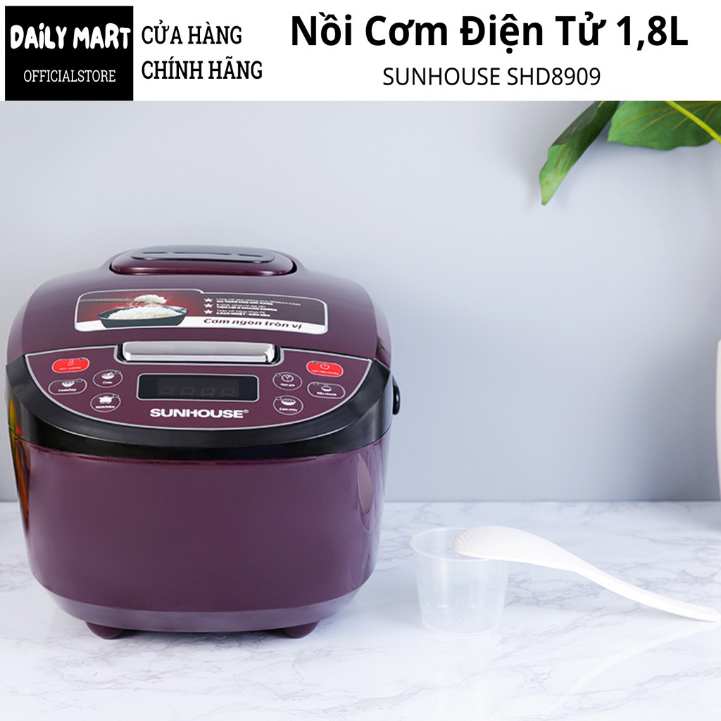 Nồi Cơm Điện Tử SUNHOUSE SHD8909 - Tặng Kèm Muỗng và Ca Đong Nước