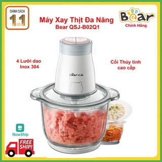 Máy Xay Đa Năng Bear QSJ- B02Q1-Cối thủy tinh cao cấp-Máy xay thịt cá đa năng hàng chính hãng