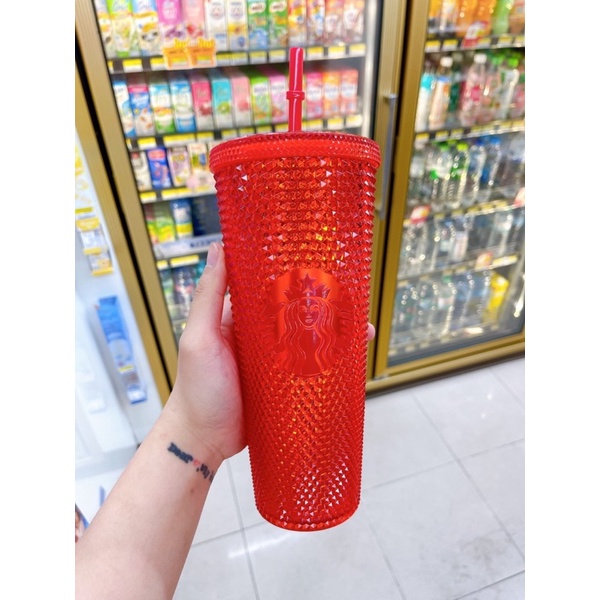 Cốc uống nước Starbucks màu trơn bóng kèm ống hút 710ml
