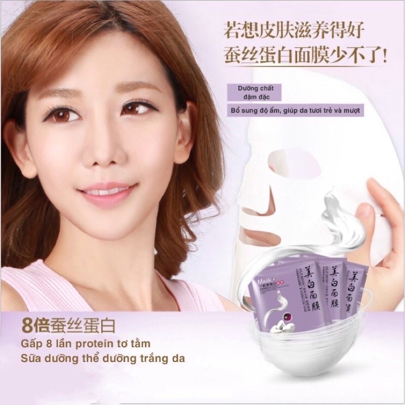 Mặt Nạ Tơ Tầm Cao Cấp Dưỡng Trắng - Cấp Ẩm Thải Độc Da Hàng Nội Địa Trung