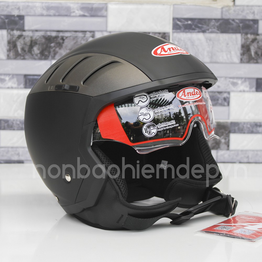 Mũ Bảo Hiểm Andes 3/4 Đầu Có Kính 3S219L Cao cấp - Bảo hành 1 năm