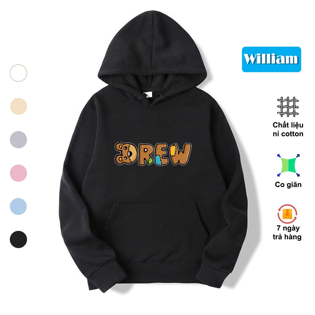 Áo hoodie nam nữ hình chữ gấu cách điệu dễ thương, chất nỉ bông dày dặn, in Pet cao cấp William - DS228