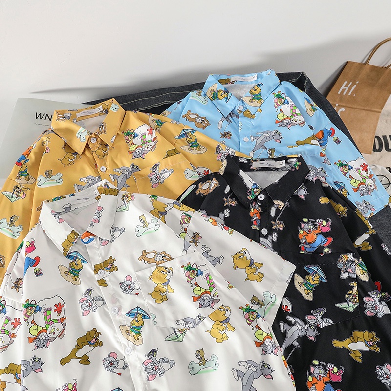 Áo Sơ Mi Tay Ngắn Dáng Rộng Thời Trang Mùa Hè Phong Cách Hip Hop Cho Nam size M-3XL