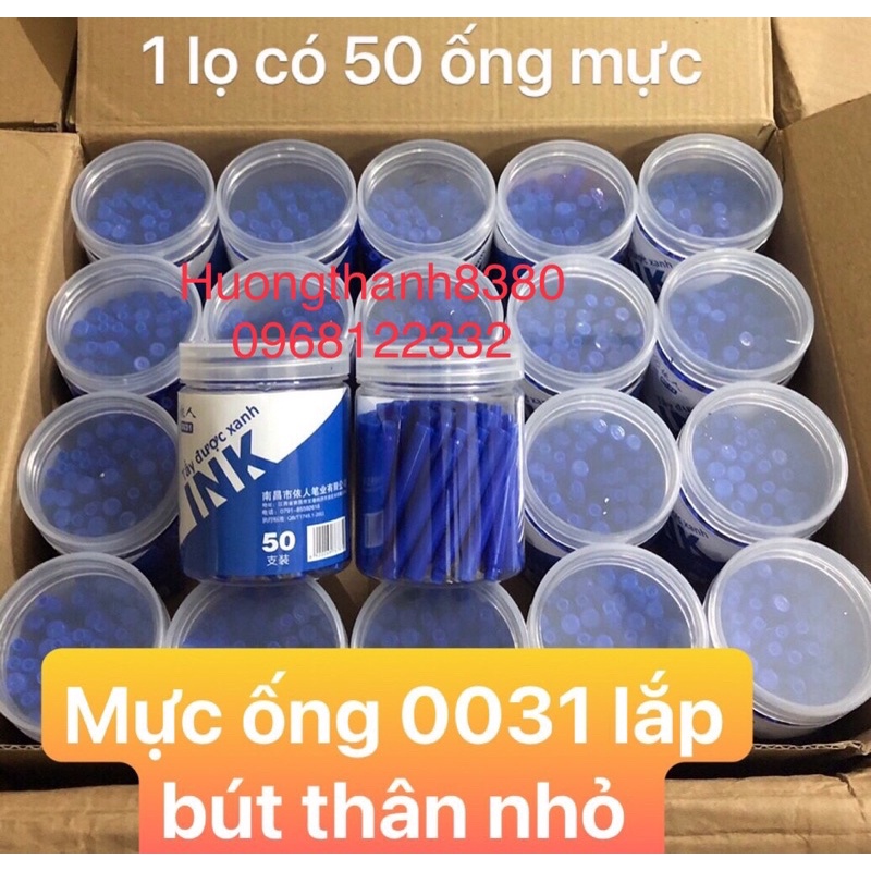 [Mã LIFEXANH03 giảm 10% đơn 500K] Hôp mực ống 0031 = 50 ống mực tẩy được lắp bút máy thân nhỏ 2568-2570-2573(01 hộp)