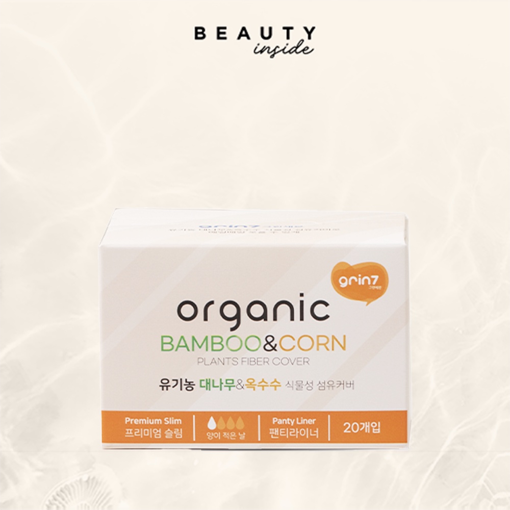 Băng vệ sinh hàng ngày sợi tre và ngô hữu cơ không mùi 15cm GRIN7 Organic Bamboo & Corn 20 miếng