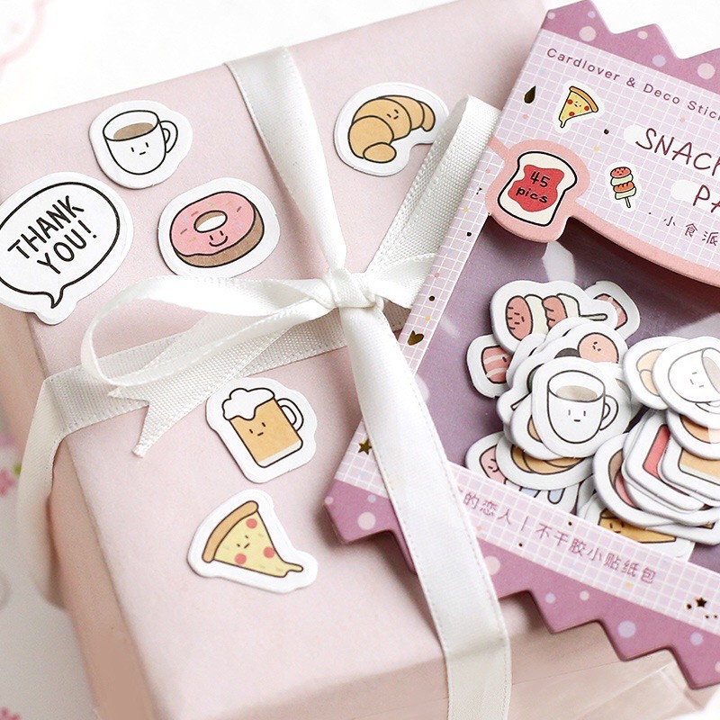 Túi 45 hình dán sticker nhỏ nhắn đáng yêu trang trí bình nước