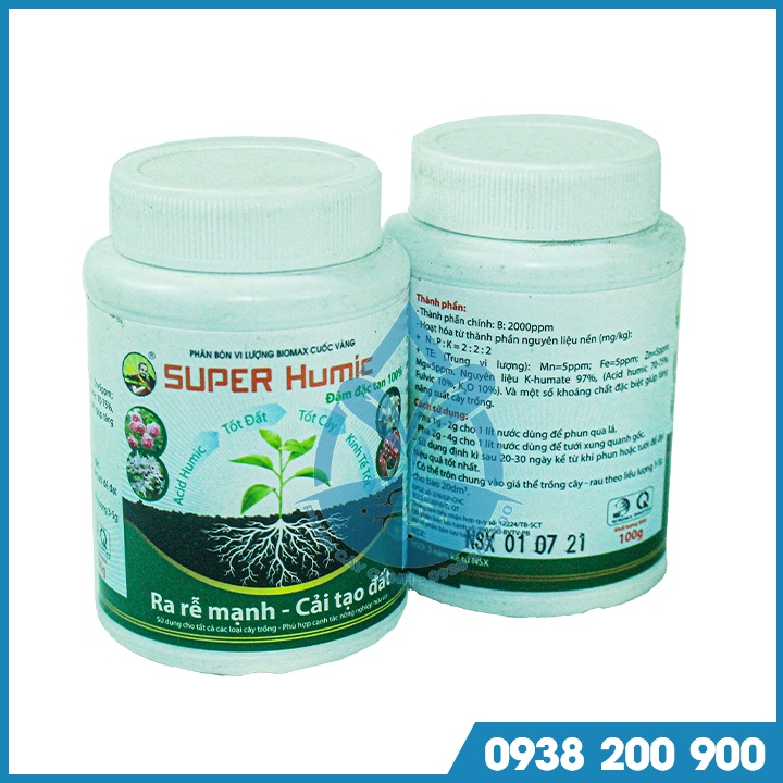 Phân bón kích thích ra rể cực mạnh SUPER HUMIC - chai 100 gram - Phân bón vi lượng kích thích ra rễ mạnh - Cải tạo đất