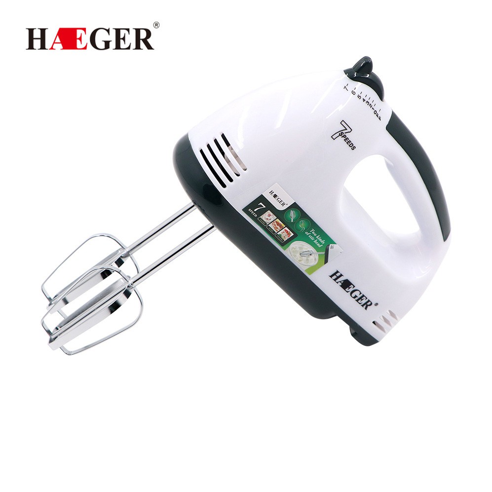 [ LỖI 1 ĐỔI 1 - BẢO HÀNH 1 NĂM ] Máy đánh trứng cầm tay mini Haeger 6633 - 7 tốc độ - 260W cao cấp không gỉ