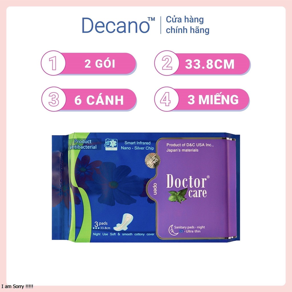 Combo băng vệ sinh Doctor Care toàn diện gồm 2 ban ngày,1 ban đêm,1 hàng ngày tự tin ngày dâu Decano Store