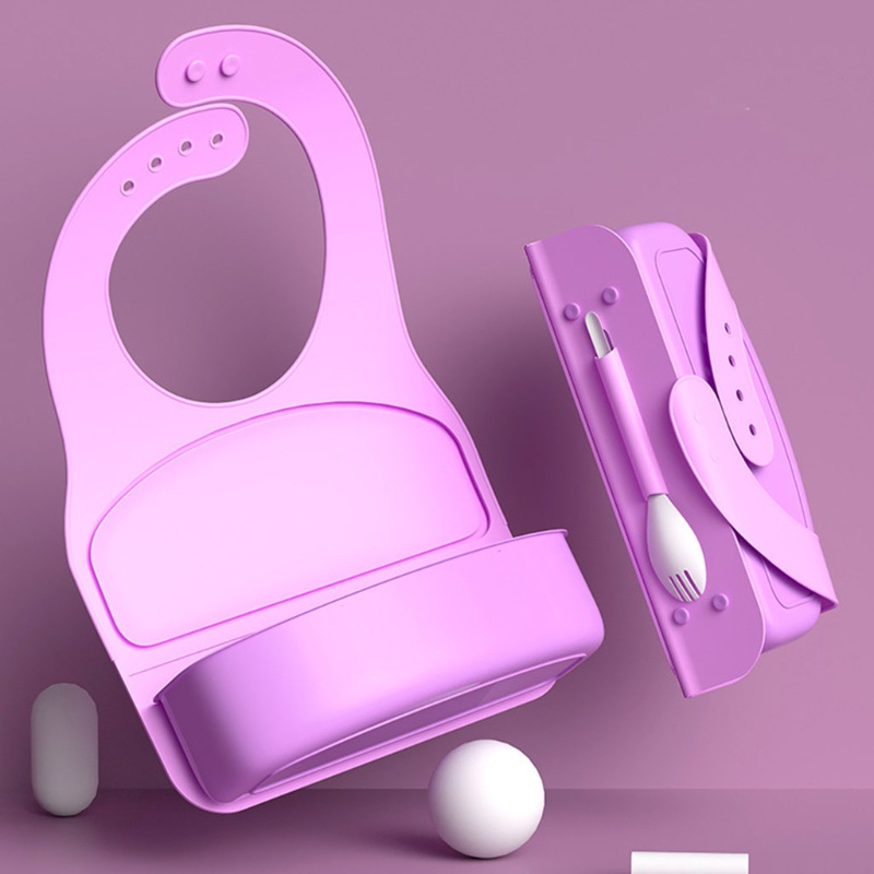 Yếm Ăn Bằng Silicone Kèm Túi Đựng Dành Cho Trẻ Em